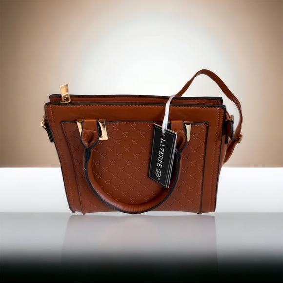 La Terre Handbags - NWT La Terre Vegan Women’s Crossbody Bag. Color Brown With Gold Tone